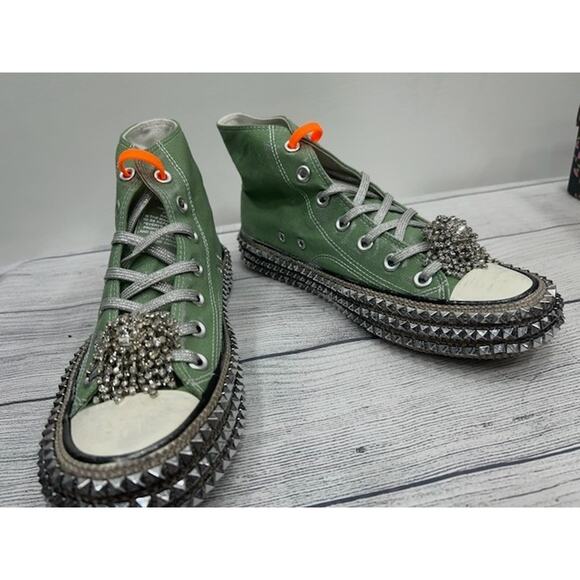 Nan-Ku X Free People Womens Cruise Studded Hi Top Sneakers Aloe Green Size 39/9 - Picture 3 of 6